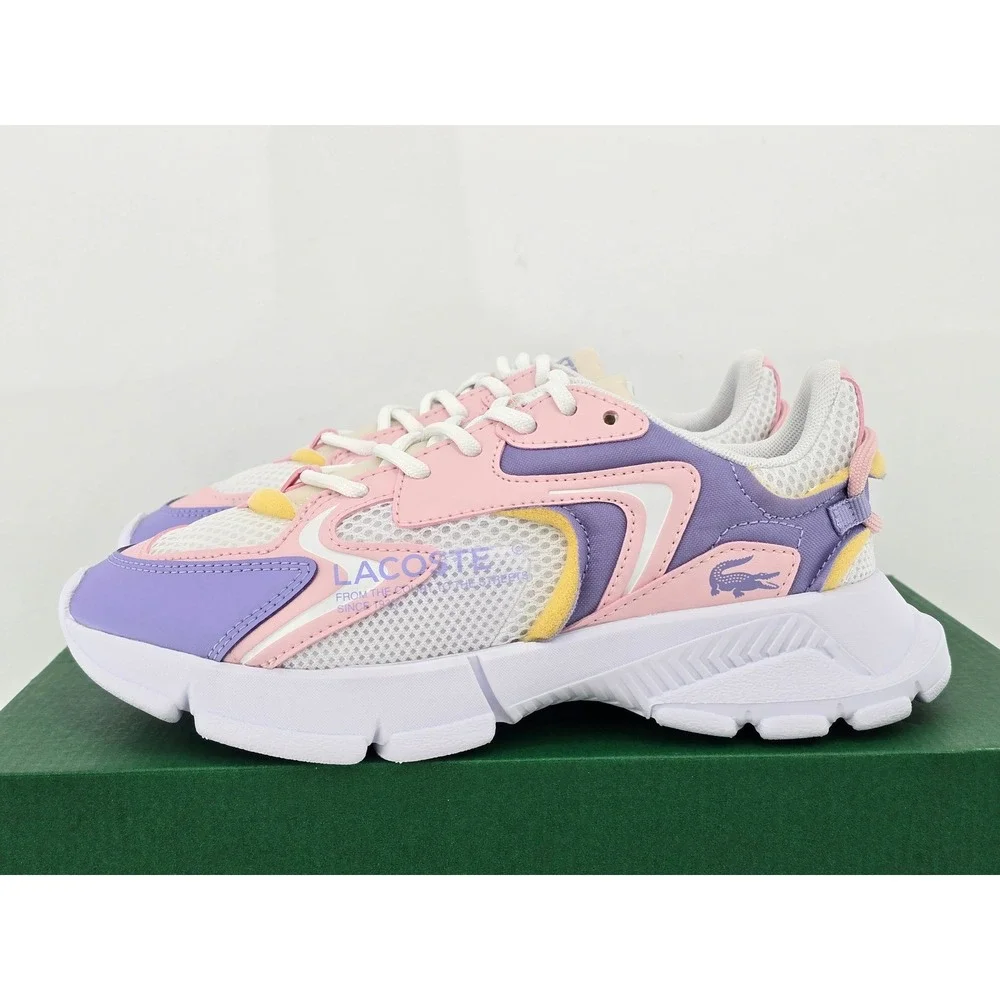 Lacoste L003 Neo 225 6 SUJ Kids Size 3 Pink Purple White Sneakers - New